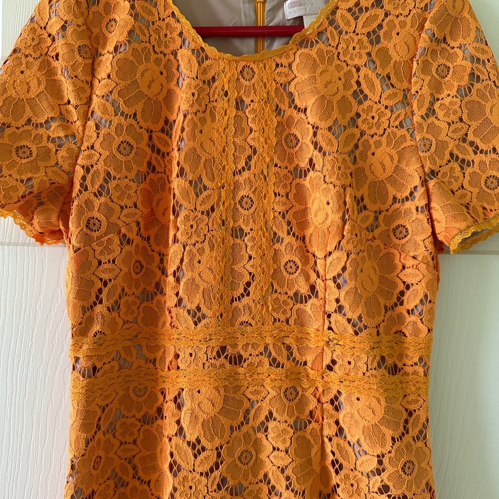 👗 🌟 Anthropologie Rachel Parcell Orange Lace Midi Dress S like XS 0 2 Wedding - Picture 11 of 13